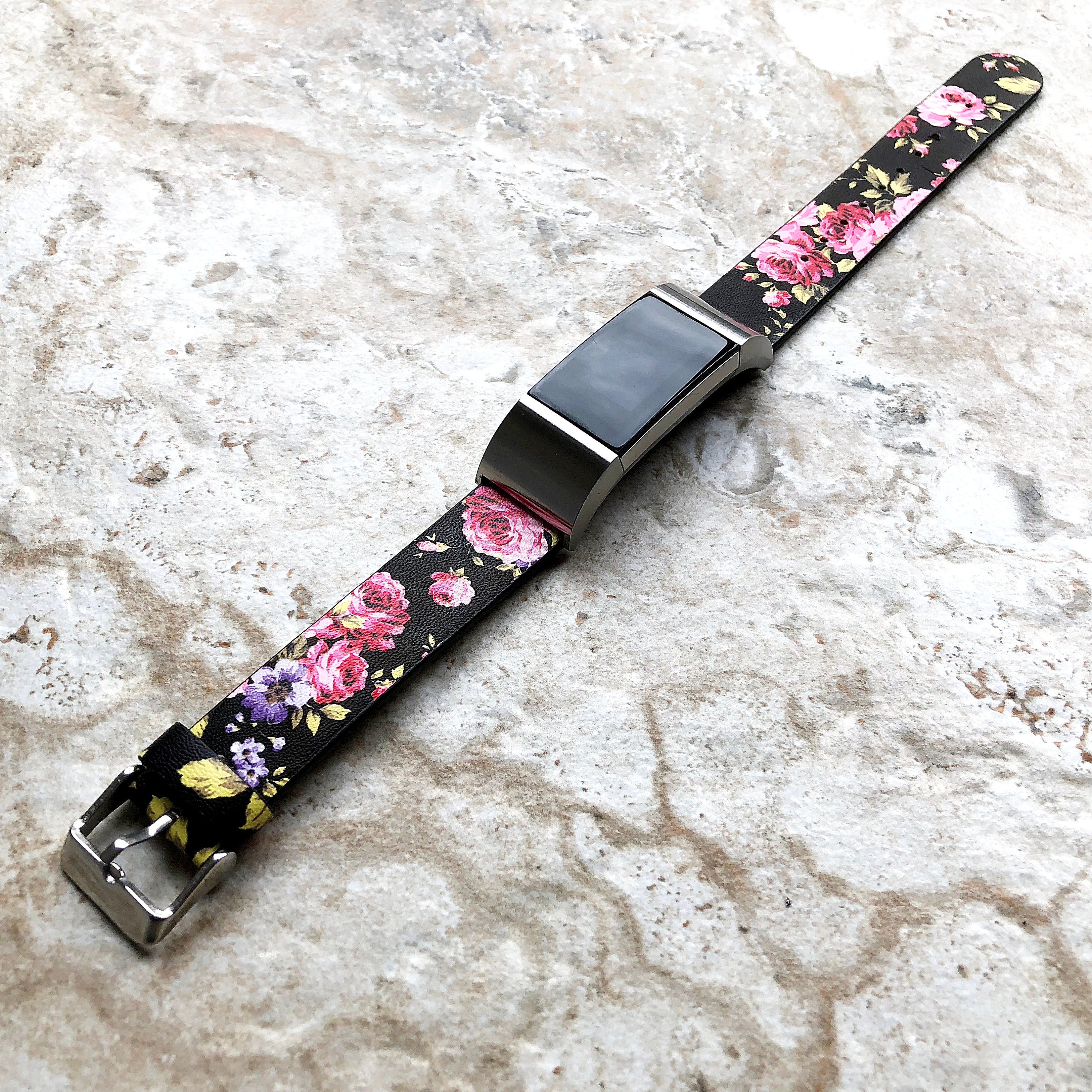 Fitbit Charge 6 5 4 3 FL-5 Soft Leather Band Strap for Fitness Tracker Replacement Wristband Bracelet w Adapters Quick Release - Connectors